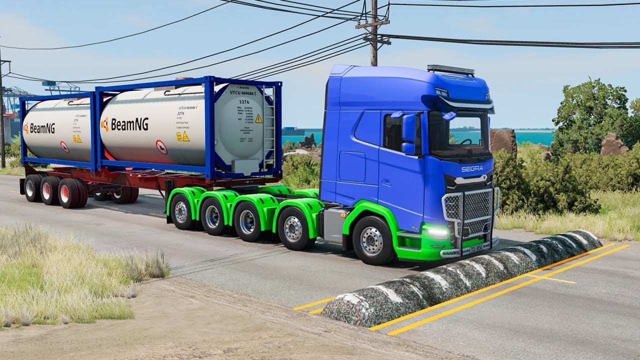 Trucks vs Speed Bumps SPECIAL #69 | BeamNG Drive - Long Video | TrucksVs