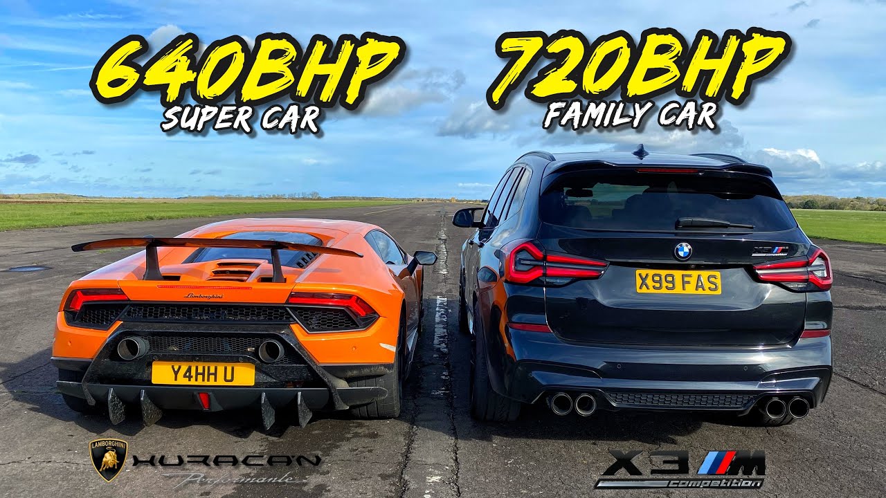 МЕГАРАЗНИЦА В ВЕСЕ.. 720-сильный BMW X3M против 640-сильного LAMBO HURACAN