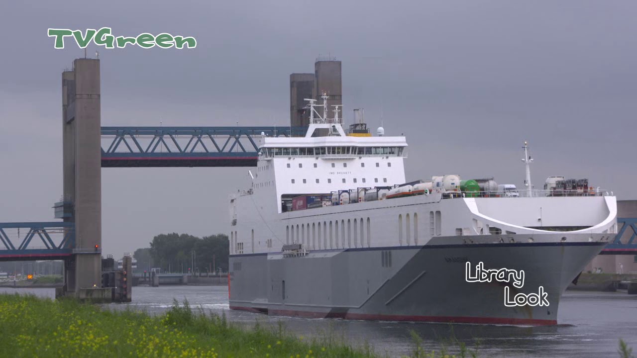 LibraryLook: RoRo schip Amandine passeert Calandbrug + TimeLapse