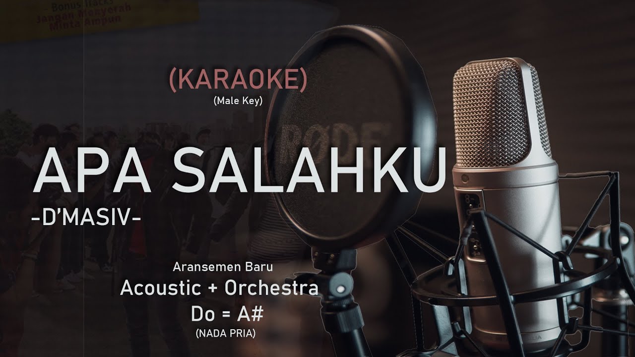 D'MASIV - Apa Salahku ( KARAOKE ) | Lower Key  | (ACOUSTIC GUITAR + ORCHESTRA VERSION)