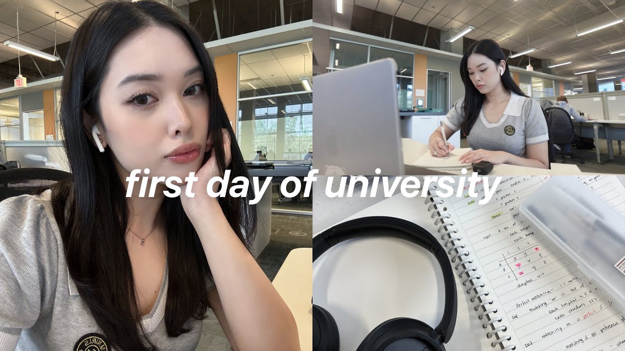 FIRST DAY OF UNIVERSITY vlog🖇️📓: what's in my backpack, makeup routine, computer science lectures