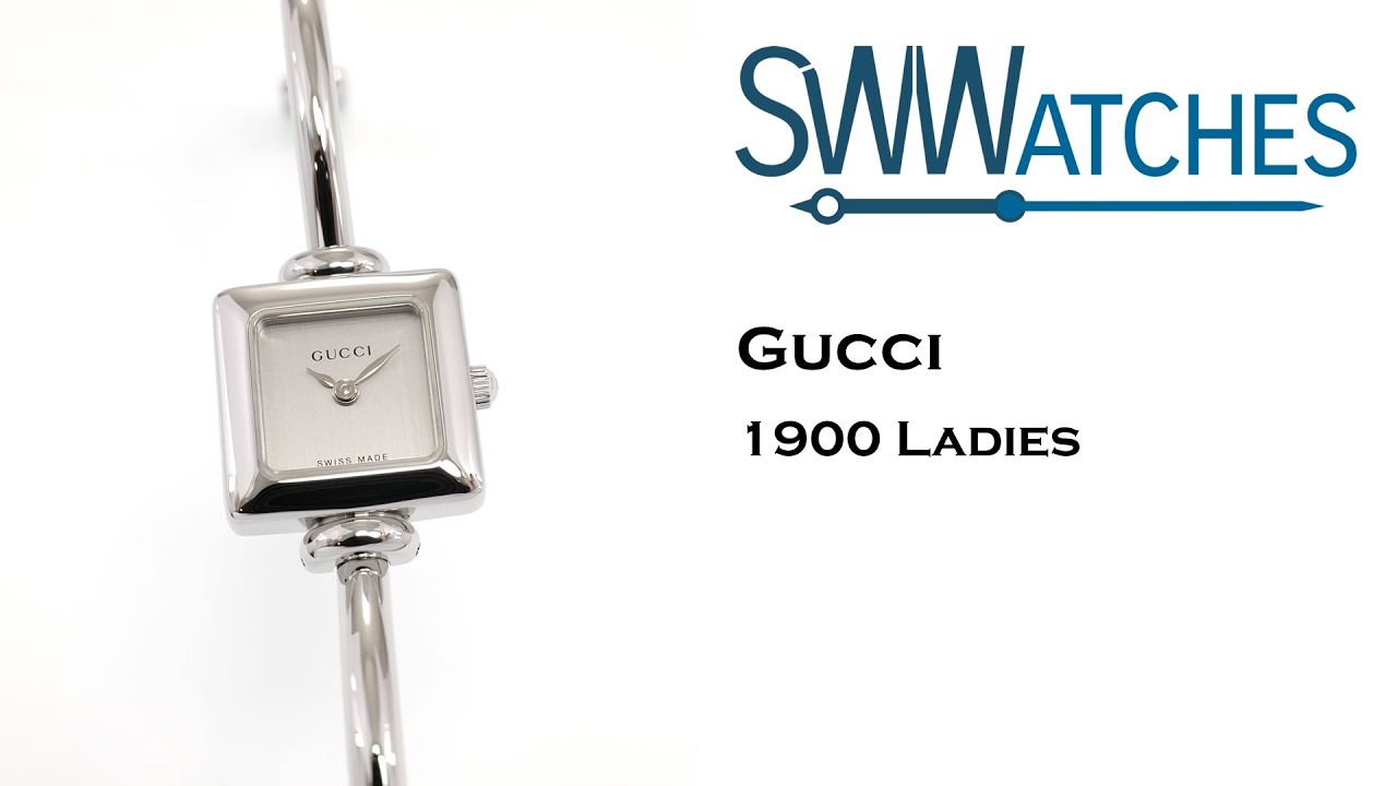 Gucci 1900L Ladies 19mm Silver Dial Square Watch - 16.5cm Bangle Stainless Steel