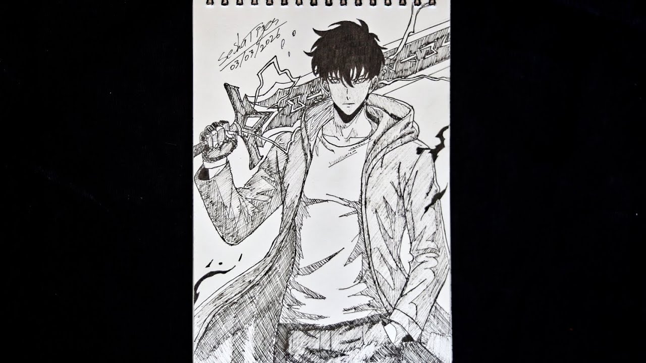 How to Sketch Sung Jin-woo from Solo Levelling | Anime Sketch Art