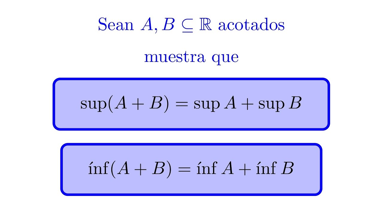 Probar que inf(A+B) = infA + infB y  sup(A+B) = supA + supB Problemas de  Supremo e Ínfimo