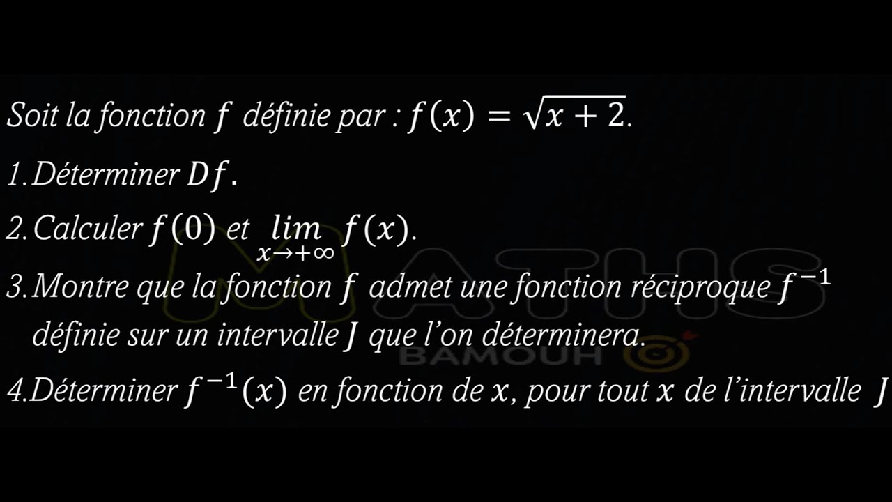 Exercice la fonction réciproque (2bac)