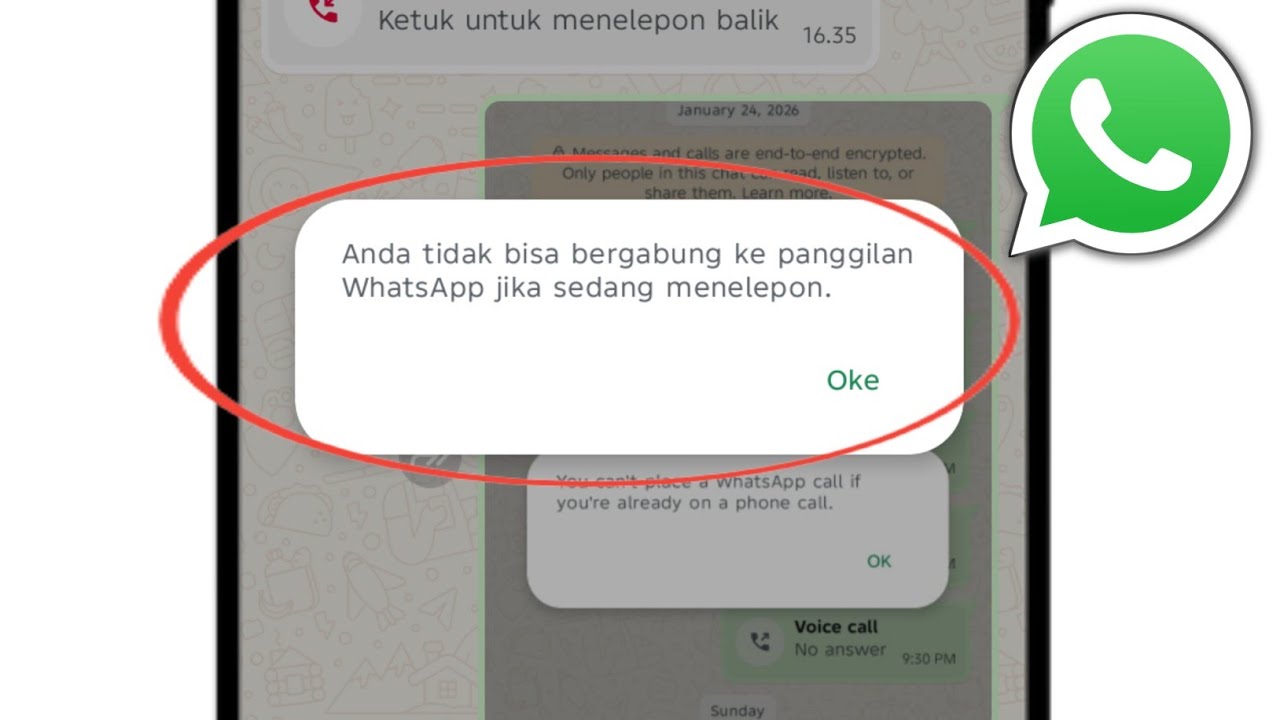 Anda tidak bisa bergabung ke panggilan WhatsApp jika sedang menelepon