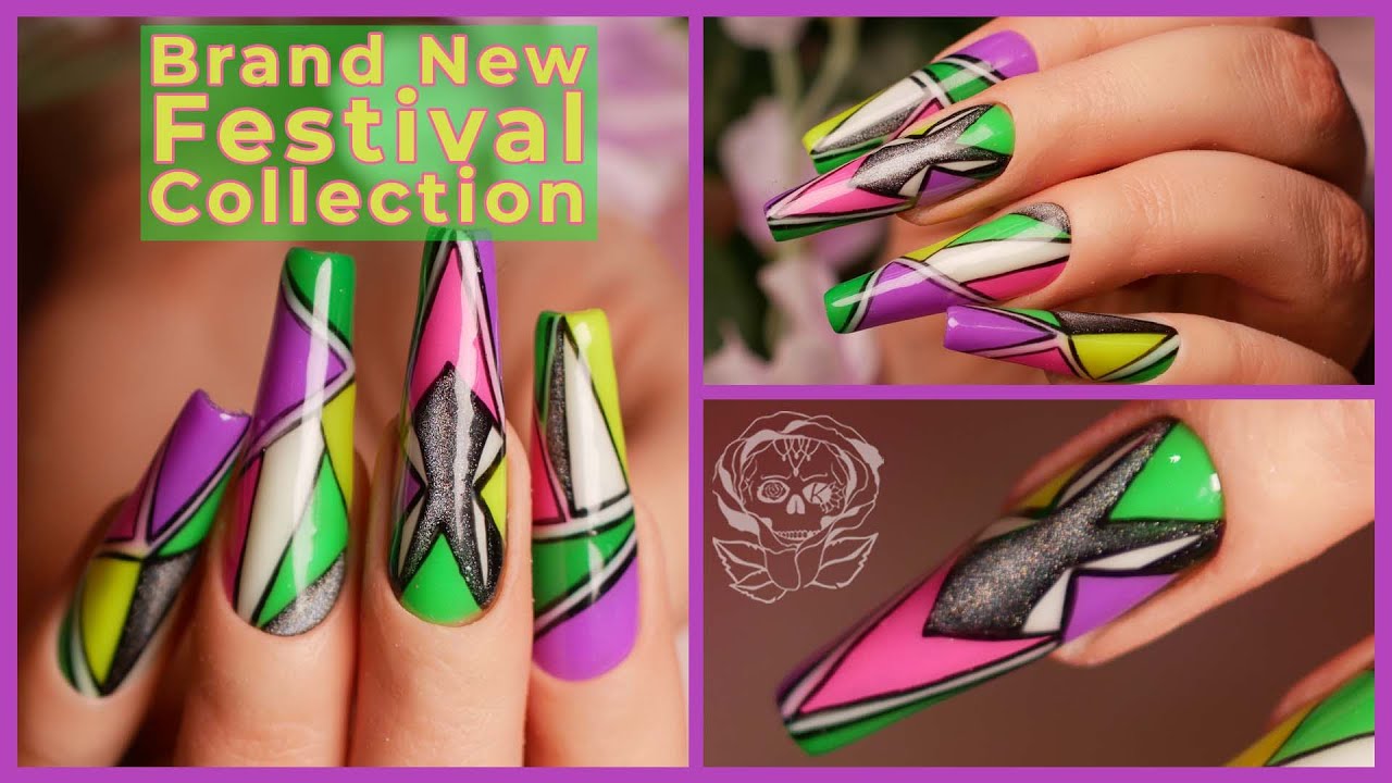 Block Colour Glow In The Dark Festival Nails | The Festival Gel Polish Collection