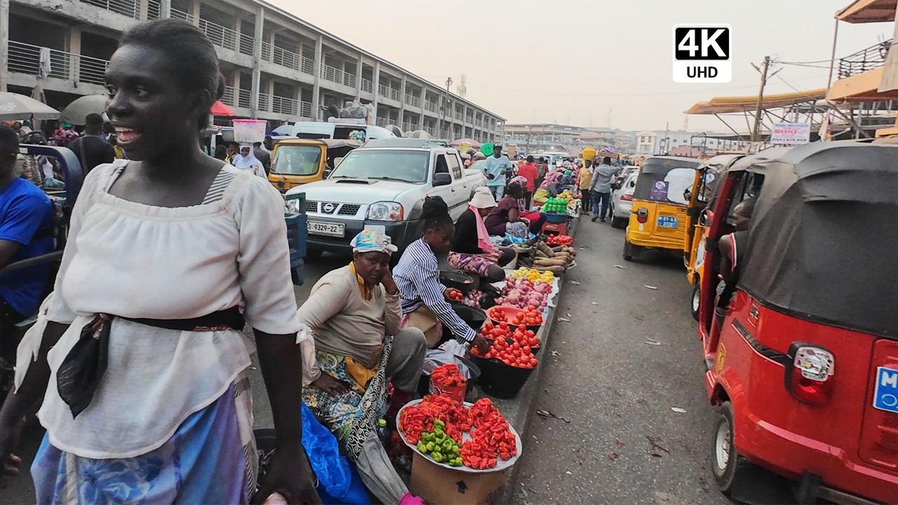 Kumasi Kejetia Evening Roadside Market from Fante New Town 4K