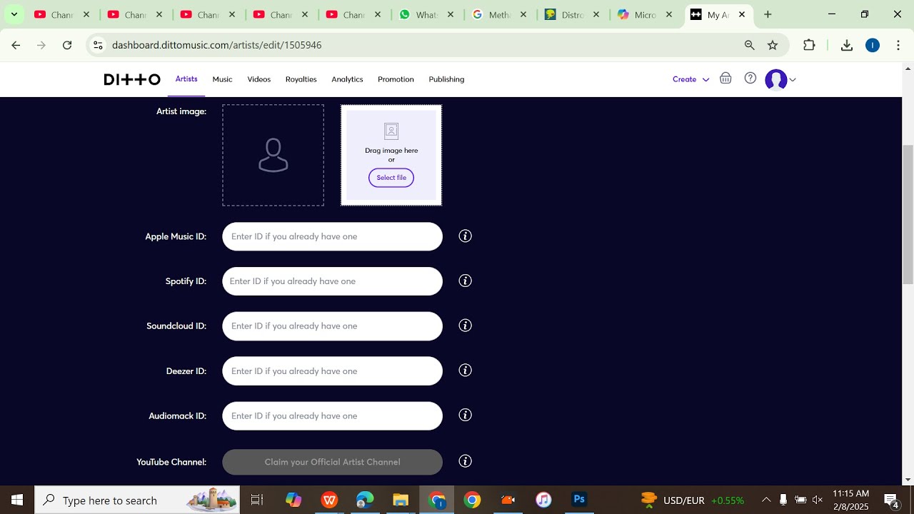 Как зарегистрировать исполнителя на Spotify, аккаунт Apple Music, Audiomack и YouTube с помощью D...