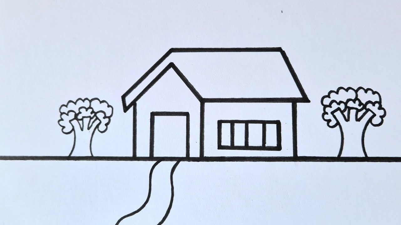 How to draw a house painting house easy drawing house video