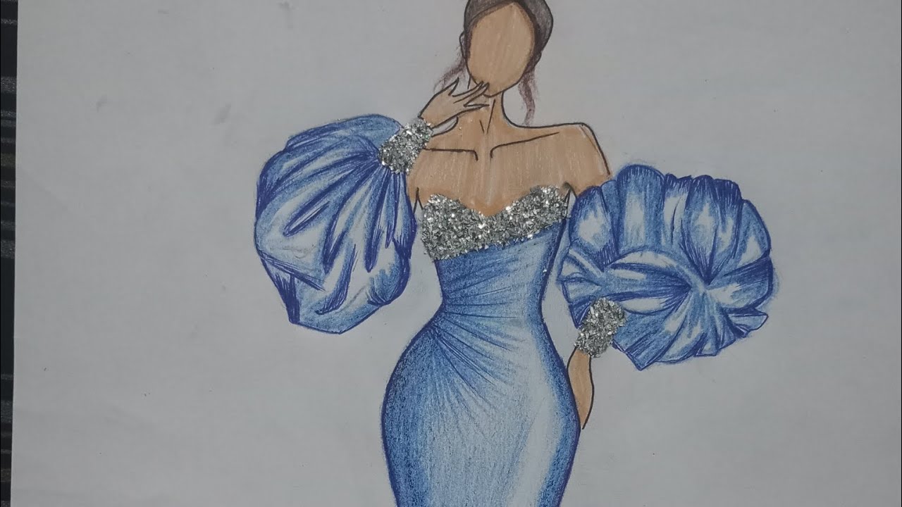 how to draw a dress| easy drawing| fashion illustration| dress design