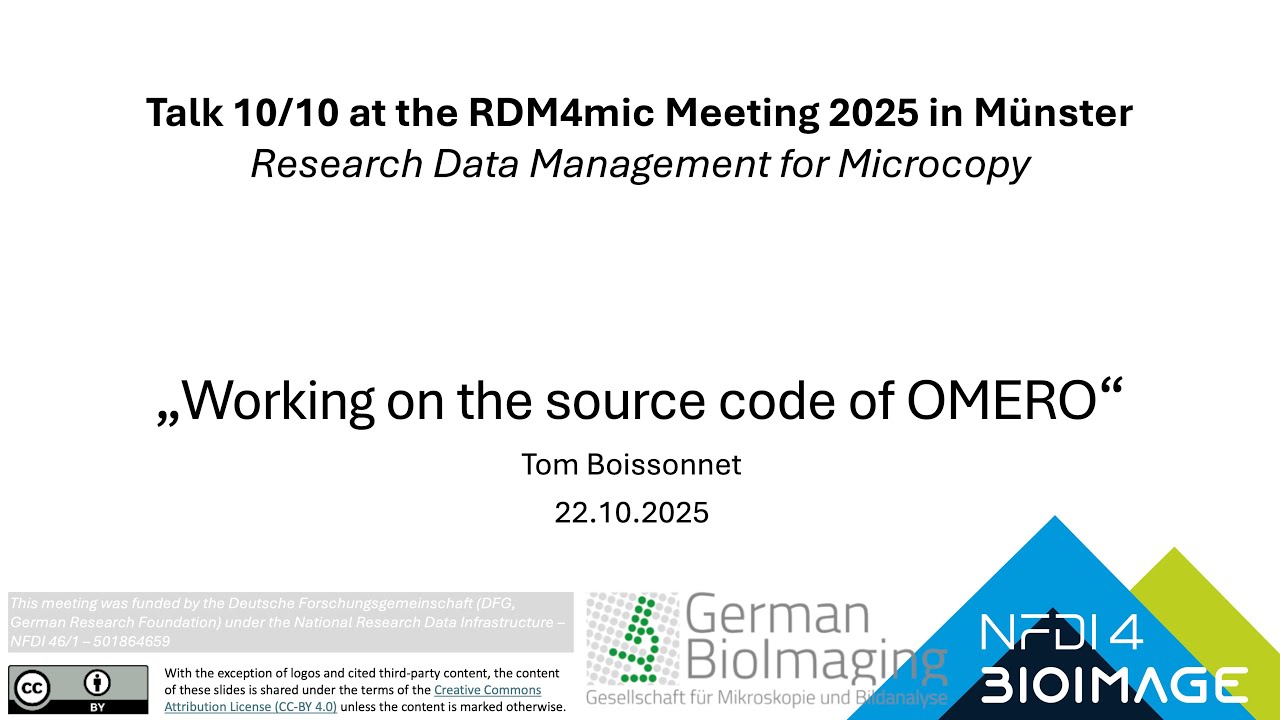 Talk 10/10 RDM4mic 2025: Working on the source code of OMERO – T. Boissonnet