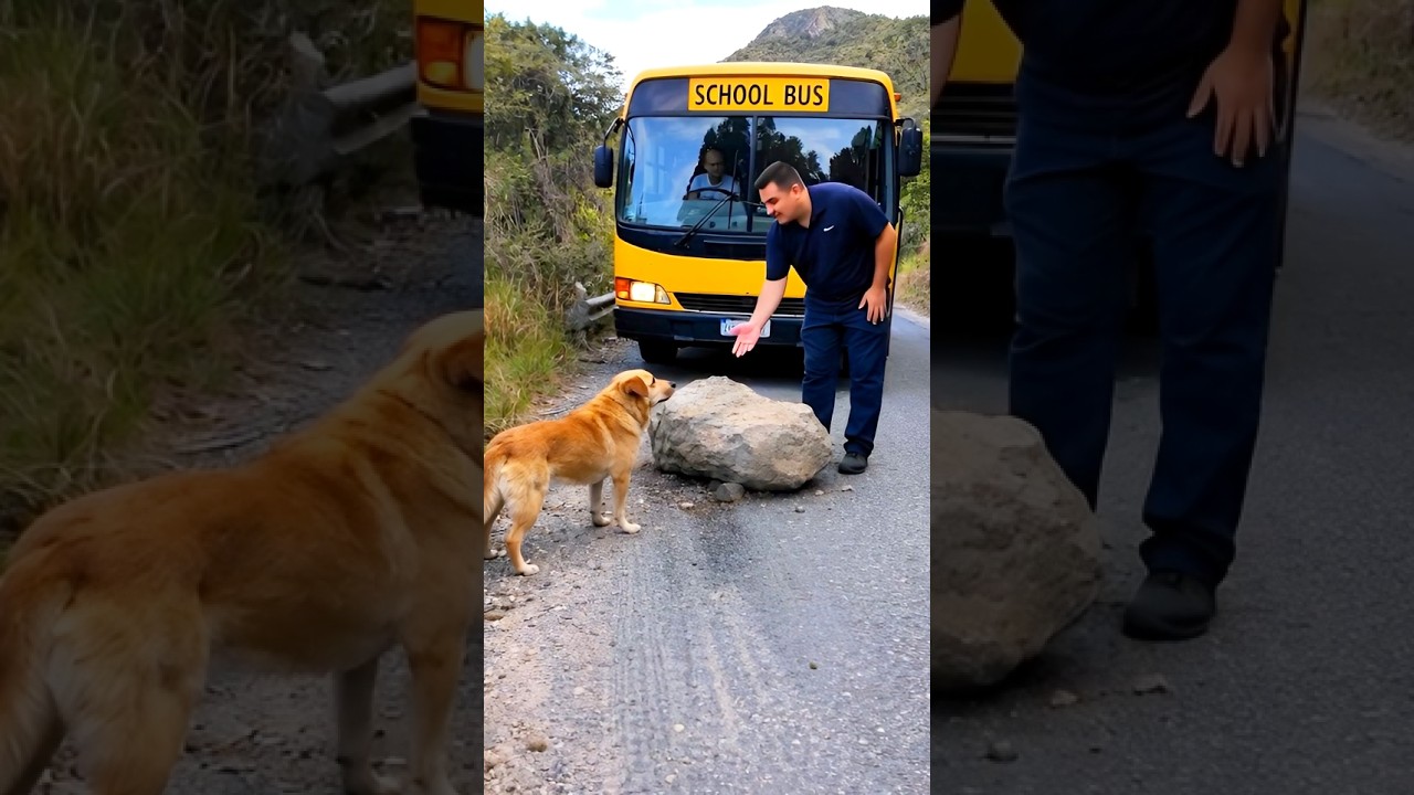 animal warning: dog save school bus 😱#shorts