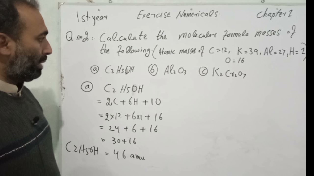 first year chemistry exercise numerical question no 2 Sir Arif Ali