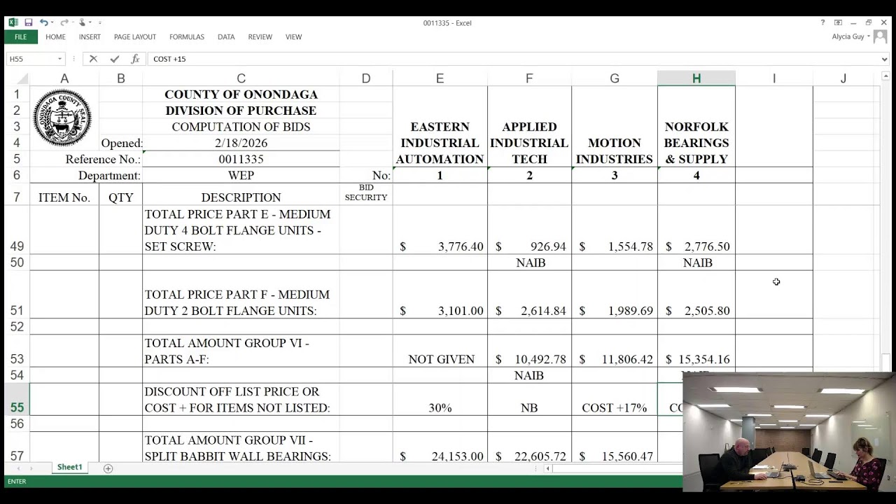 BID #0011335 BEARINGS