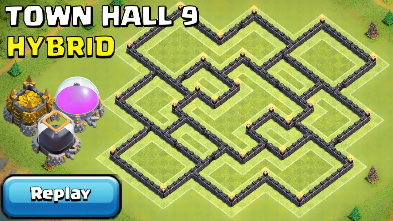 TH9 Hybrid Base with REPLAYS PROOF [Town Hall 9 Defence] - Clash of Clans