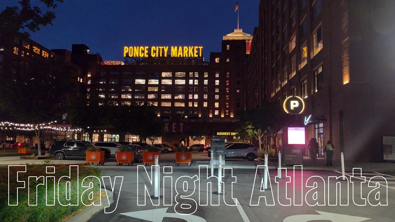 4K Friday Night Ponce City Market Atlanta GA 🌃🚗 | Skyline POV Drive ✨ | Relaxing ASMR City Cruise
