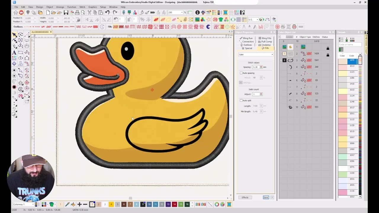 How to Digitize a Simple Design Cute Duck | Wilcom Digitizing for Beginners