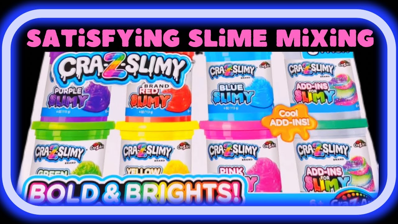 Satisfying slime mixing and popping store bought slime. Cra-Z-Slimy. #satisfyingslime #slimemixing