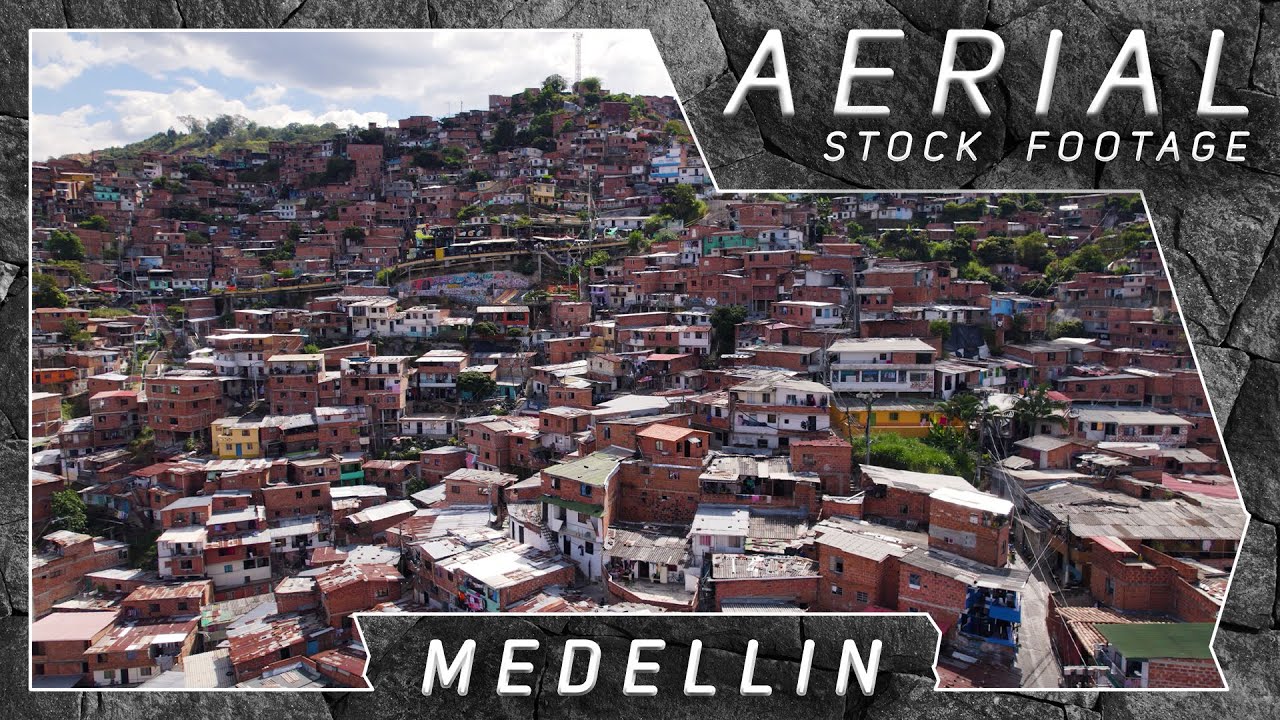 Comuna 13, Medellin ● Colombia 🇨🇴 | 4K Aerial Drone Stock Footage