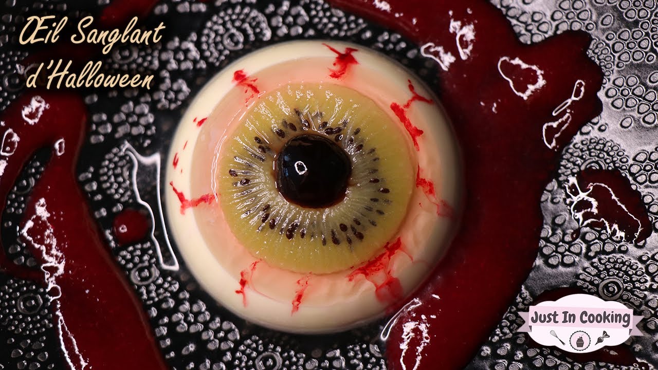 Recette d'Œil Sanglant d'Halloween : Panna Cotta Chocolat Blanc et Coulis de Framboises