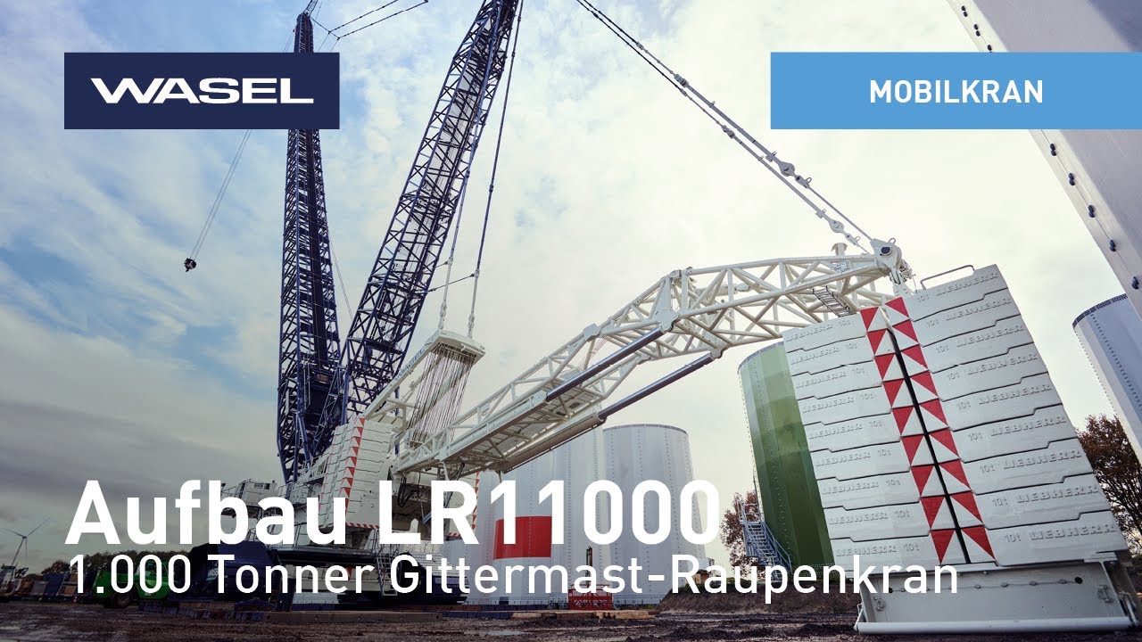 Aufbau unseres LR11000 Gittermast-Raupenkrane