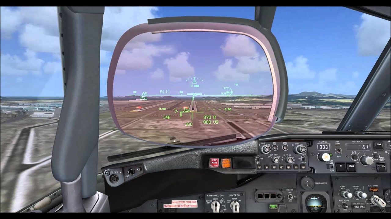 PMDG 737 ngx HUD landing at RKSI(ICN) 33R