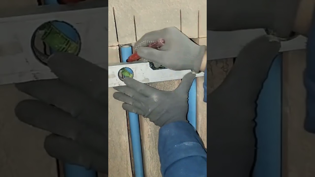 the measurement stage on a PVC pipe that will soon be cut to the specified size