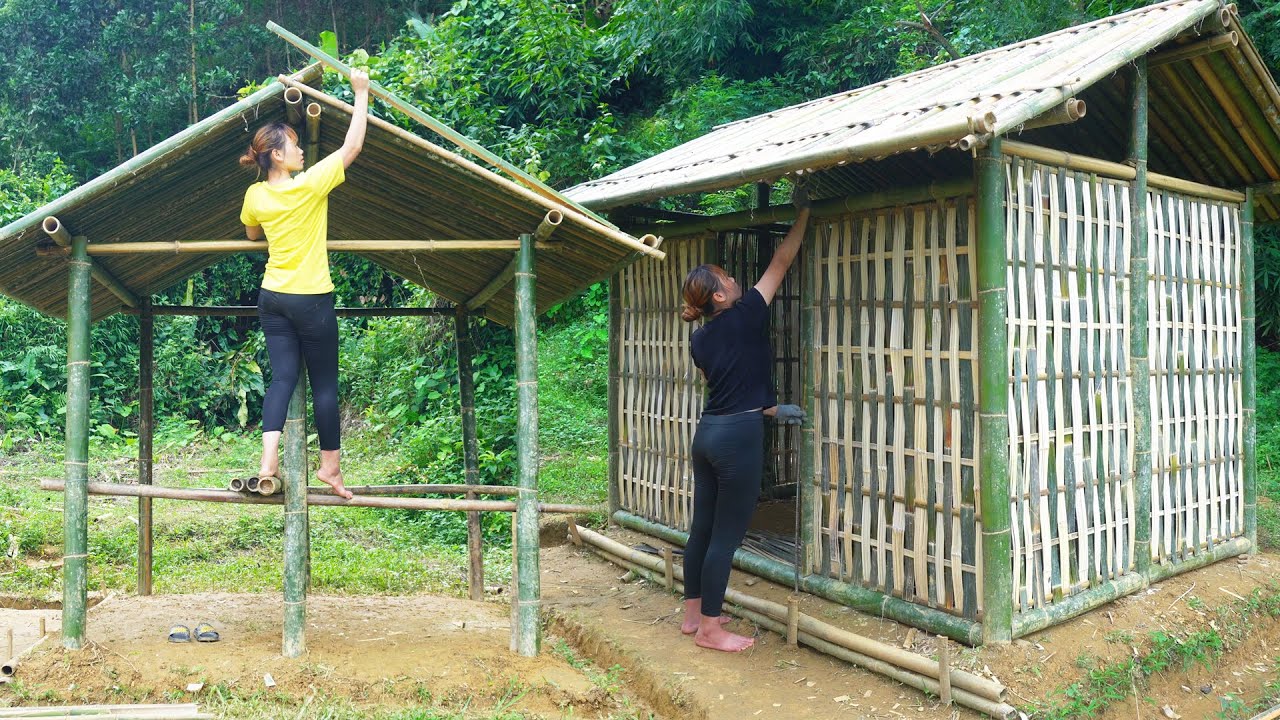 Leave The Noisy City To The Countryside - Build A Bamboo Kitchen - Alone Build a 2-Story House