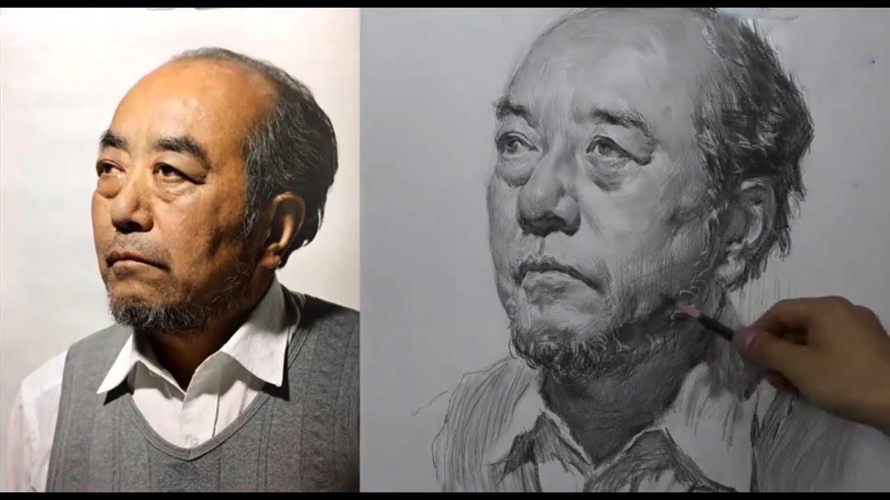 Old man Portrait - Drawing step by step How to draw