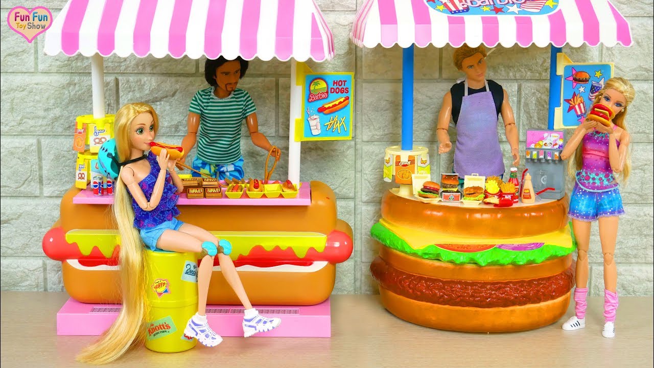 Barbie doll Roadside Burger Stand : Barbie Toy Boneka Mainan Barbie Brinquedo da boneca Barbie
