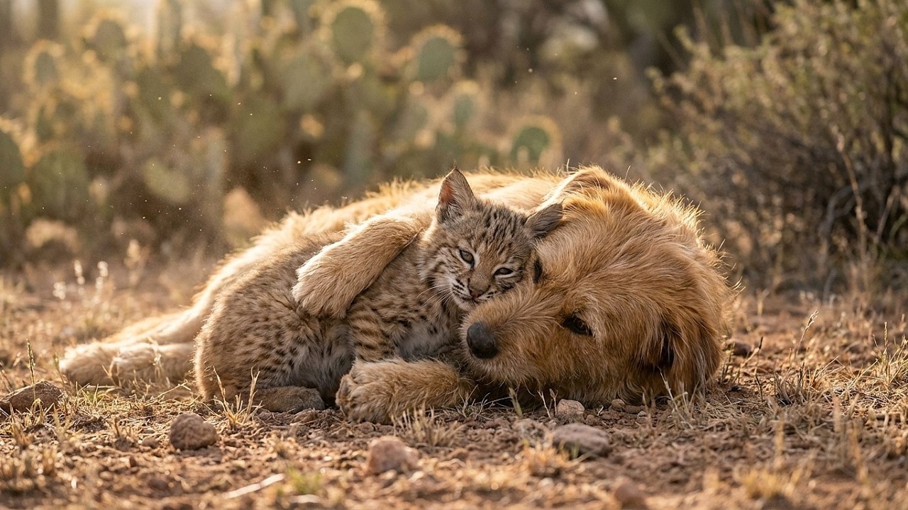 Abandoned Bobcat Kitten Raised by Dog — The Impossible Bond That Saved Its Life!