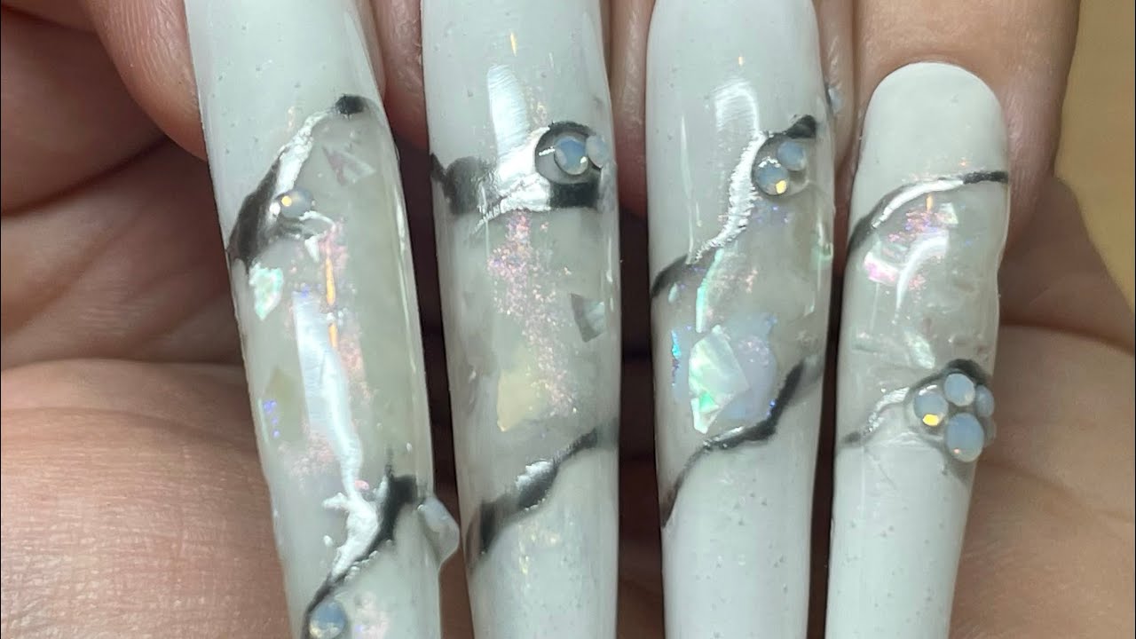 Opal October birthstone nails gel polish design beginner friendly