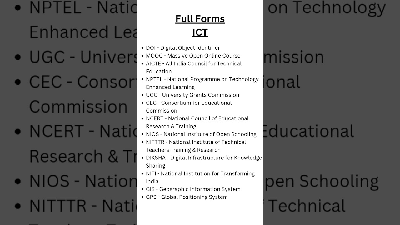 PAPER 1 || ICT FULL FORMS || UGC NET || JRF || JUNE 2024