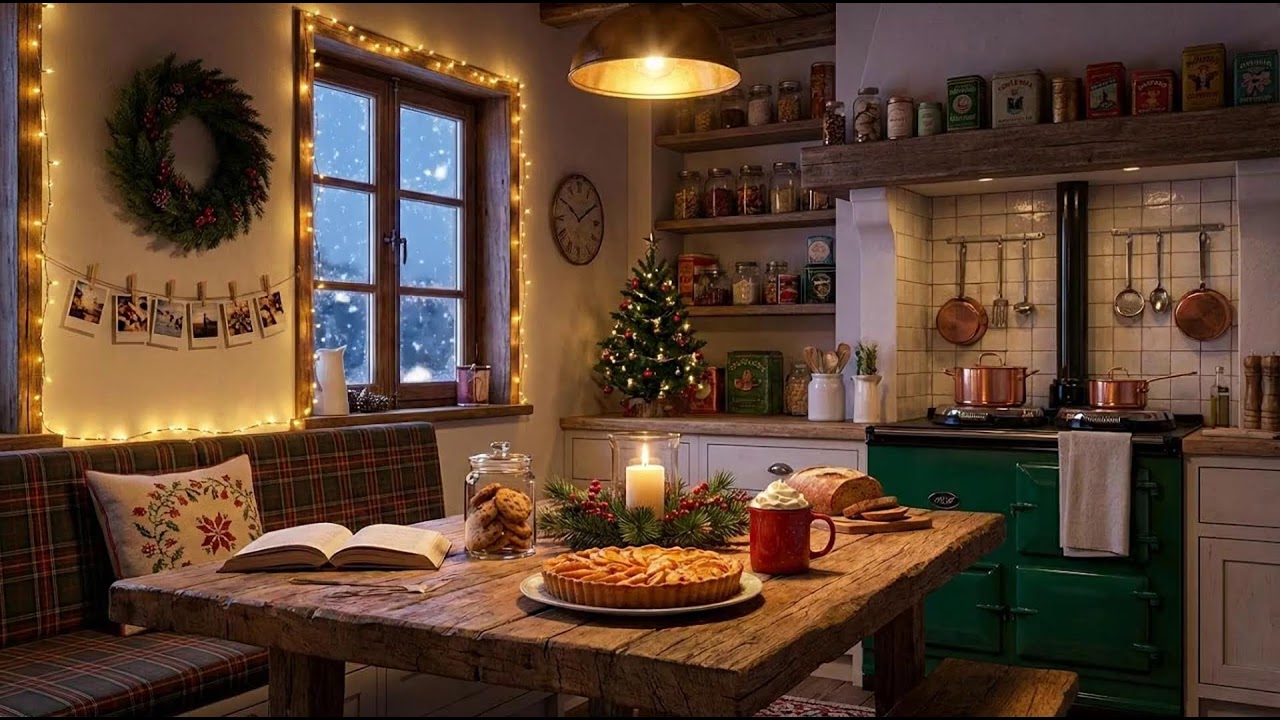 Cozy Jazz Winter Night 1940s ❄️ Vintage Oldies Playing in Another Room | Fireplace Ambience