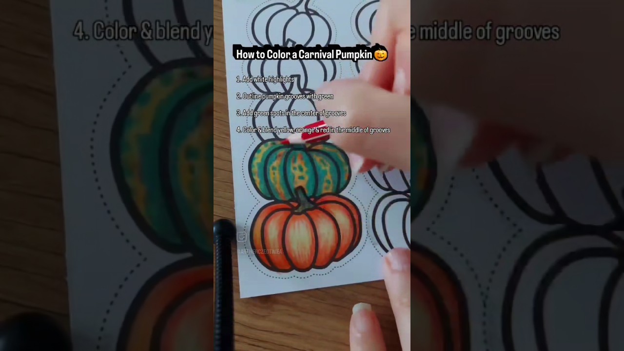 Adult Coloring Tutorial: How To Color a Carnival Pumpkin 