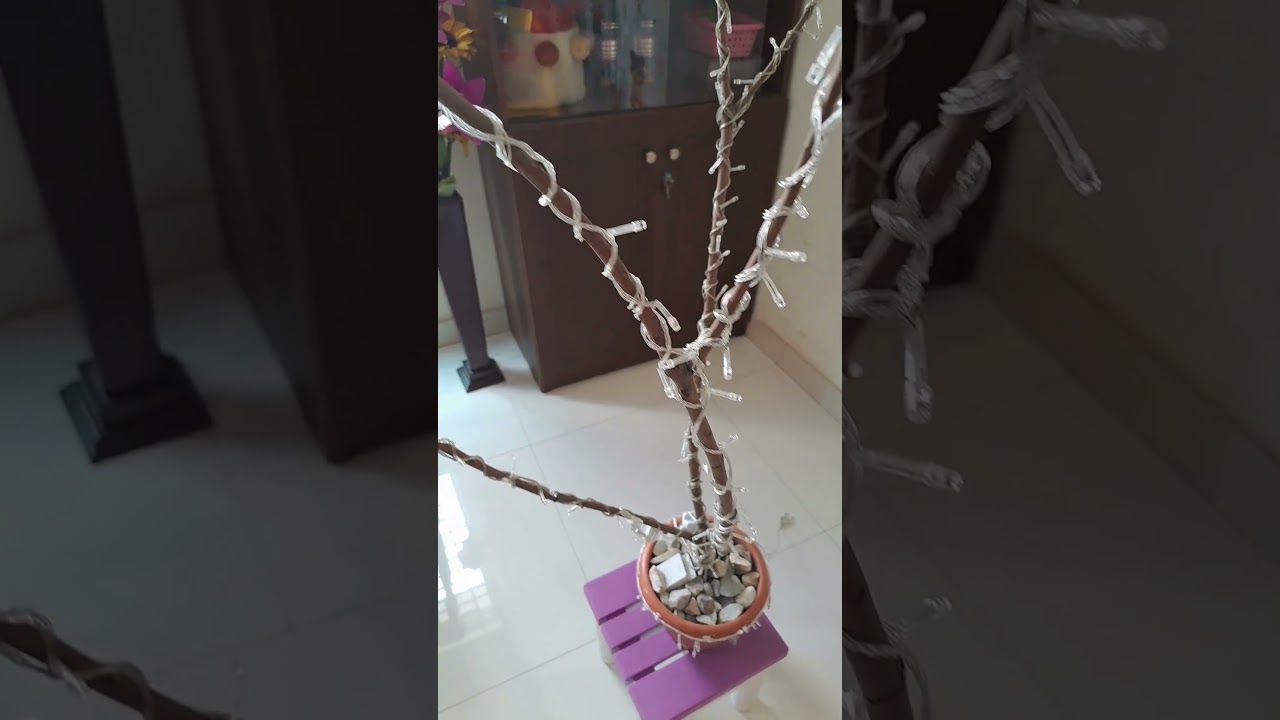 diy fairy tree lamp | diy tree branch lamp #diy #diy lamp #diy tree lamp #old tree branch lamp