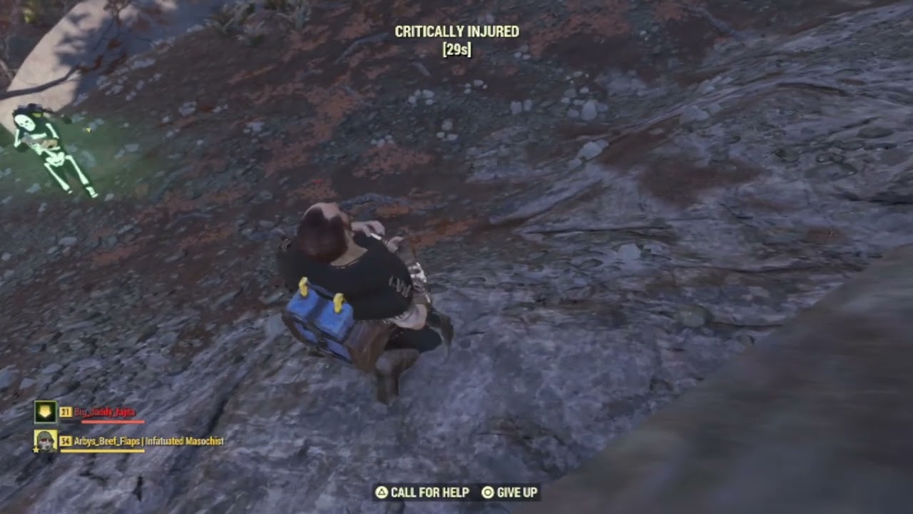 Fallout 76 Free Falling to help my boy get field medic trophy