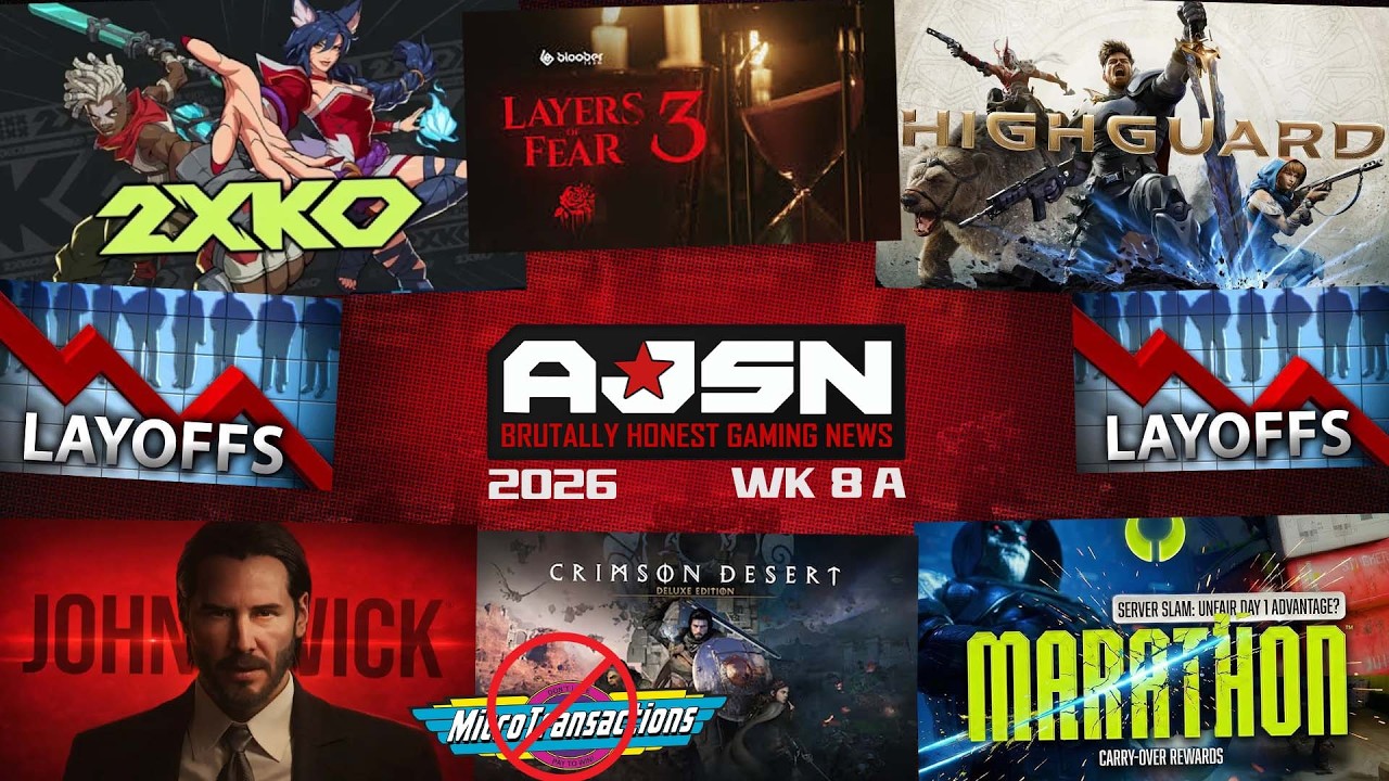 AJSN WK8A- AngryJoe Eye Surgery, HIGHGUARD Laysoff 80%, Riot Laysoff 2XKO Devs, Sony State of Play!