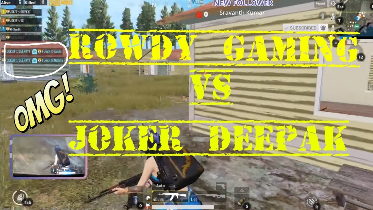 #Rowdy #Gaming Vs Joker Deepak, VS We Killed Rowdy Gaming Full Squad PUBG Mobile