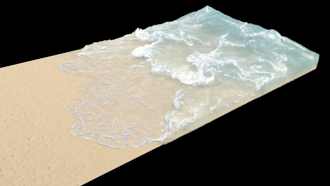 Maya Bifrost Liquid - beach wave (collider, motion field, arnold)