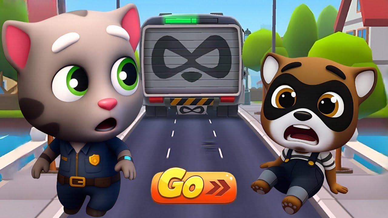 Talking Tom Gold Run - Officer Tom X Raccoon Boss Fight in Fantastic Forces | Funny Race Compitition