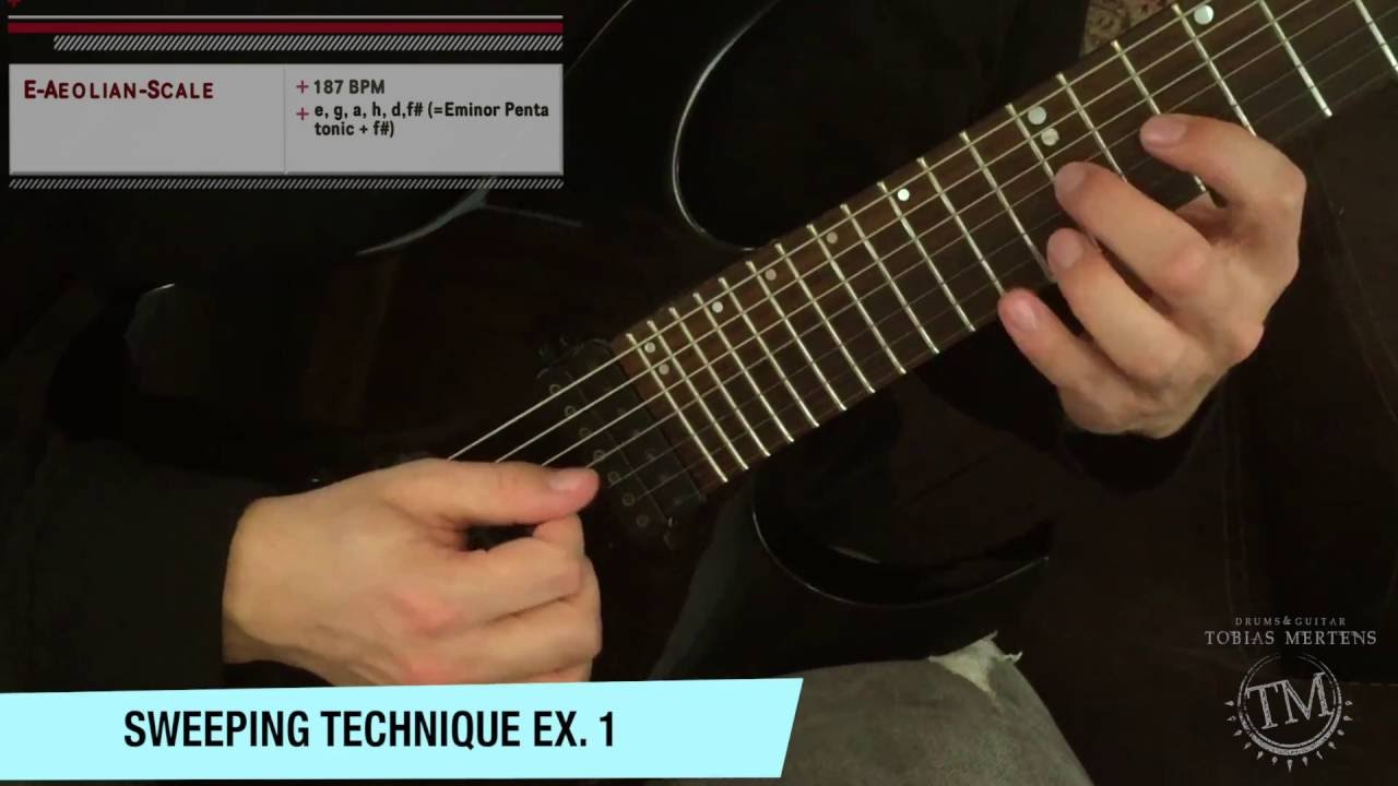 #GUITARLESSON 1 How to use Sweeping Technique Exercise 1 - Sweeping Technik an der E-Gitarre Übung 1