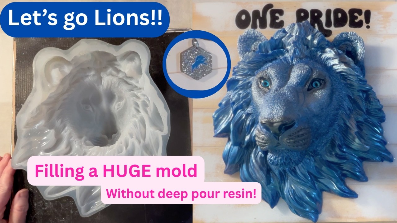 #6 Blue resin Lion head