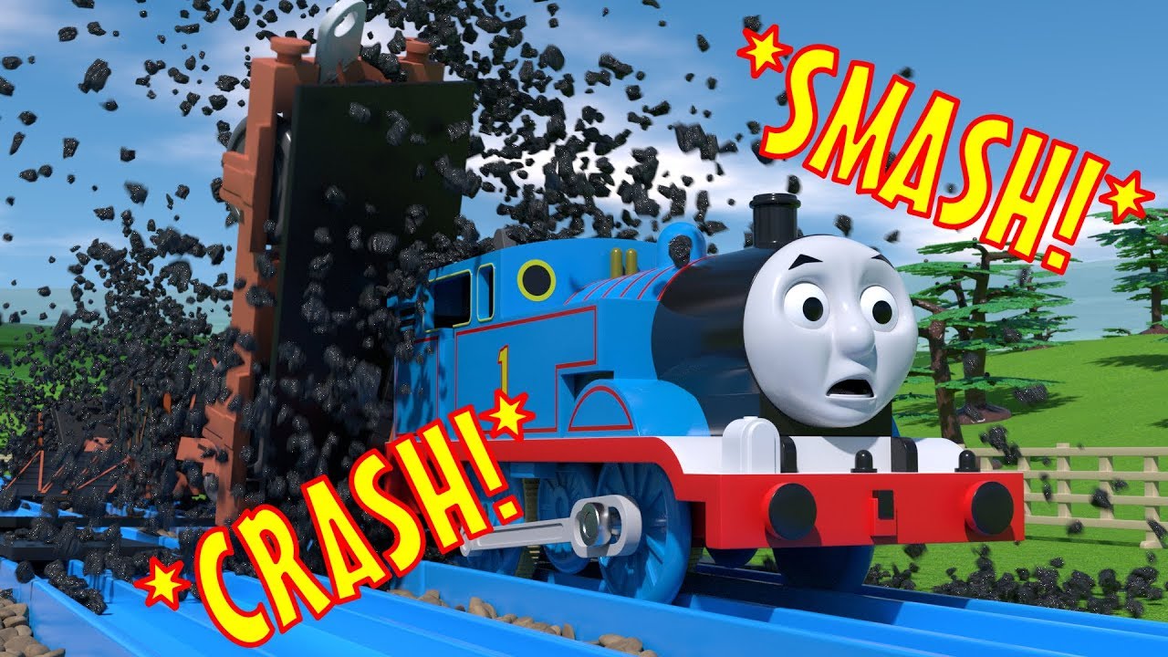 TOMICA Томас и его друзья Slow Motion Crashes: Coal Trucks SMASH into Thomas!