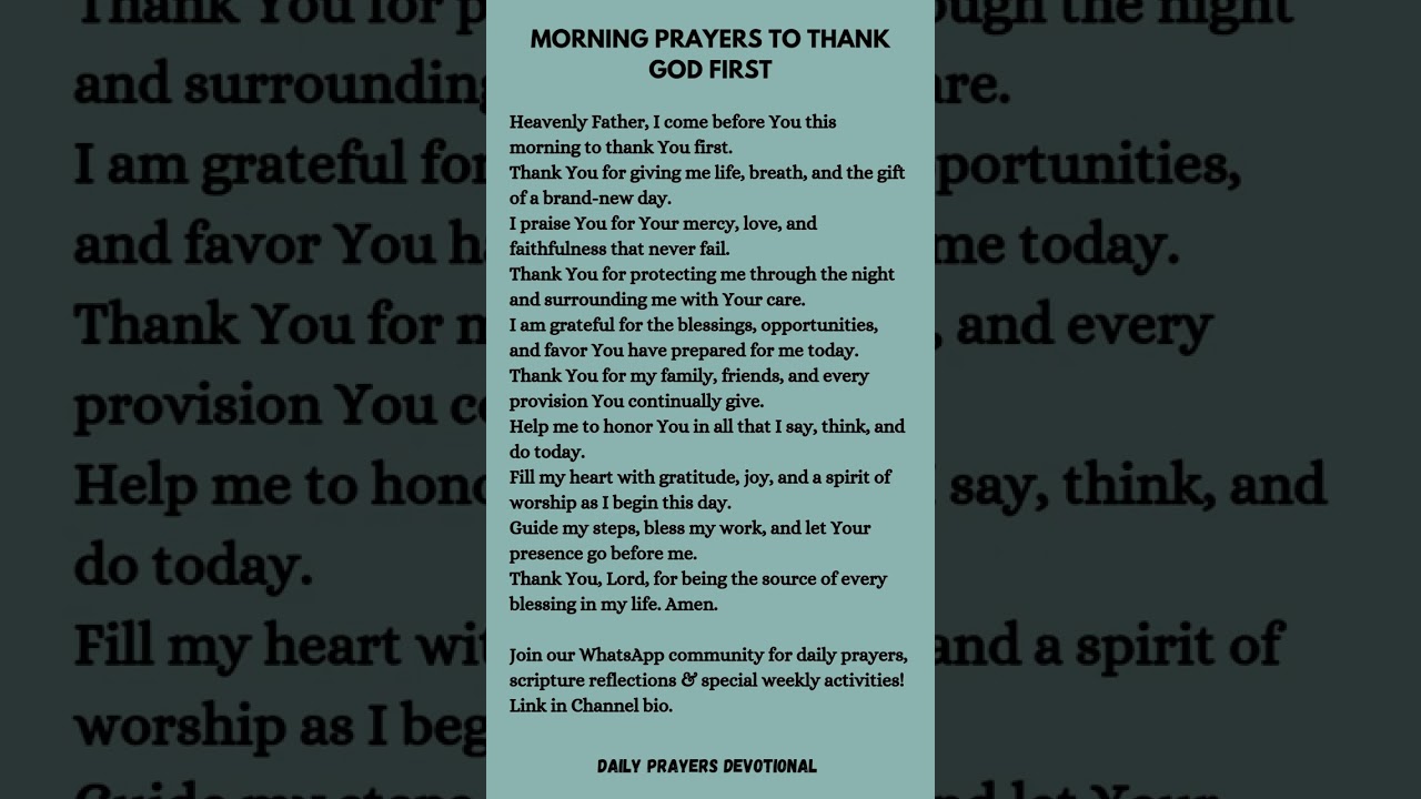 Morning Prayer To Thank God First