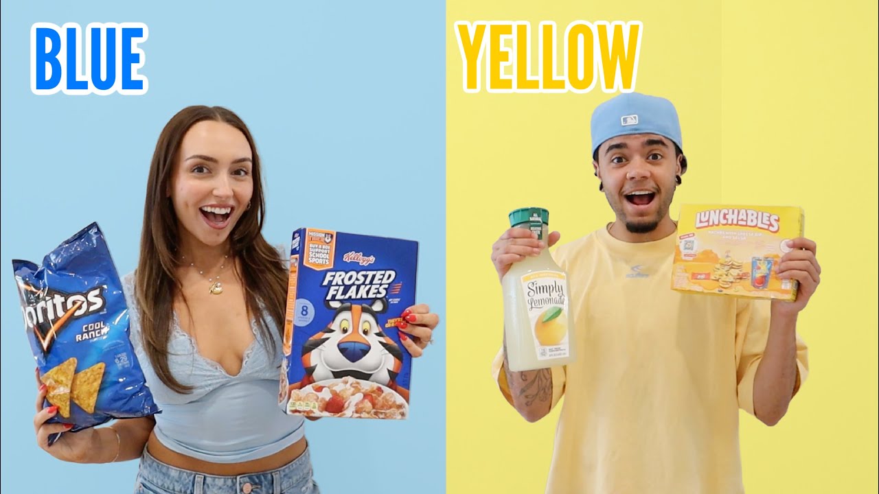 Eating Only ONE Color Of Food For 24 Hours! *BLUE vs YELLOW*