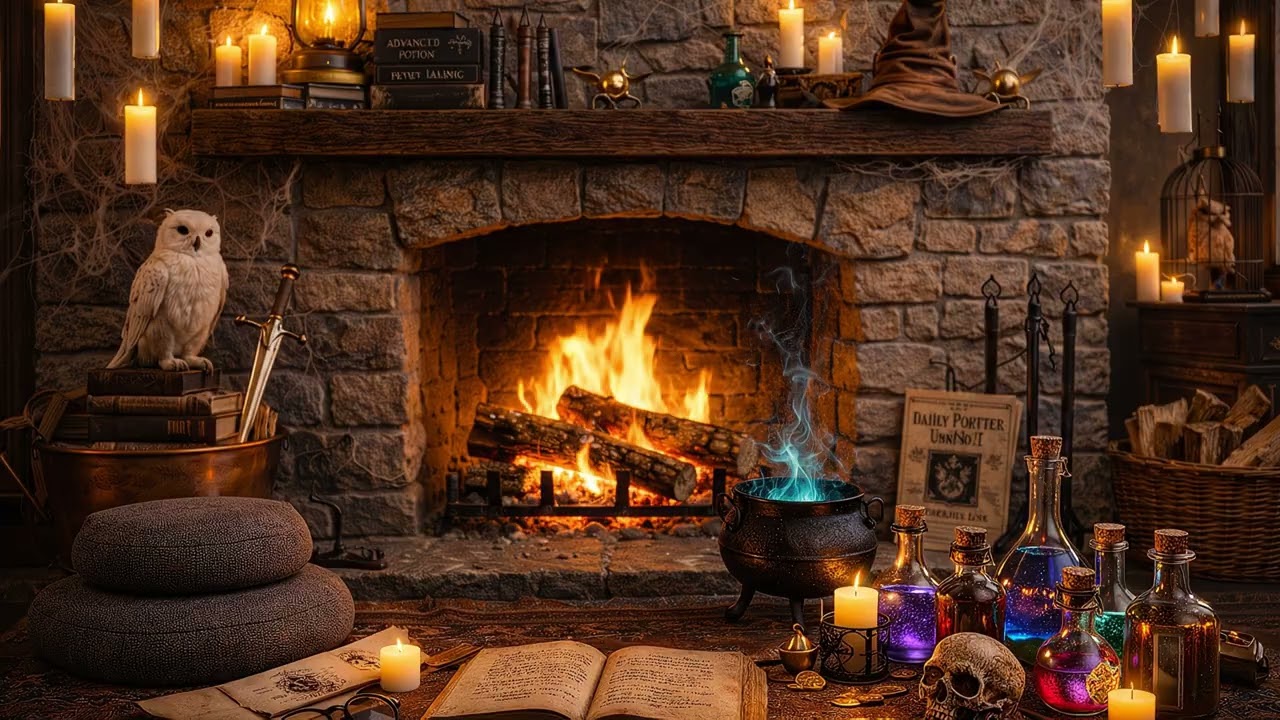 Ambient TV 4K HD - Ambiance TV 4K HD - Feu cheminée - Thème Sorcier - Sorcellerie
