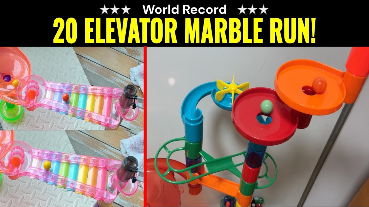 World's FIRST 20 ELEVATOR Marble Run!