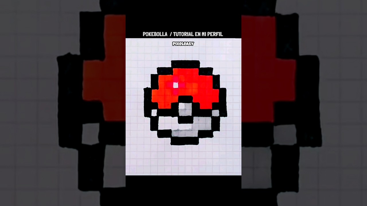 POKEbola (pixel art) PASO A PASO FACIL | TUTORIAL #pokebowl #fanart #drawing #pokemon #fyp #pixelart